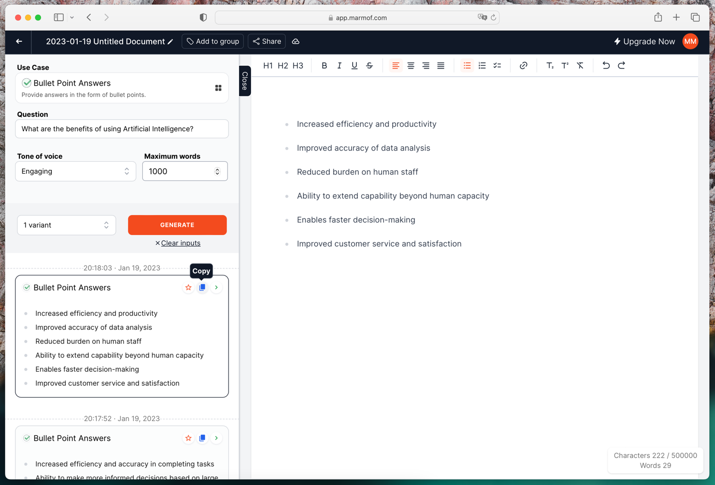 Bullet Point Answers Docs